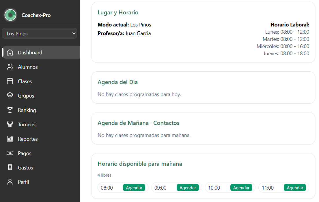 Dashboard Coachex-Pro